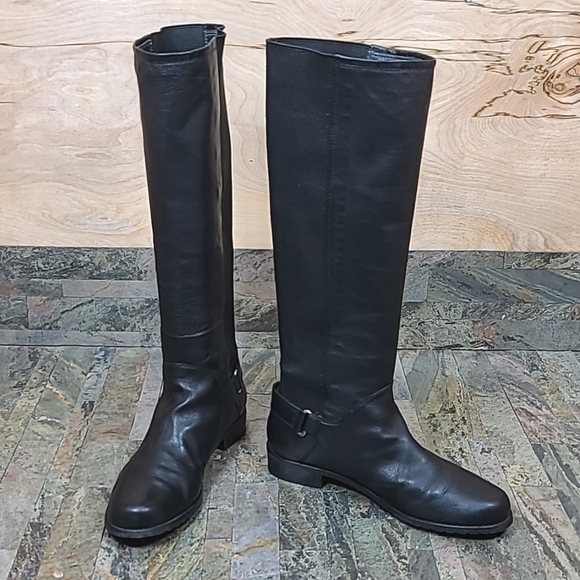 Stuart Weitzman Shoes - Stuart Weitzman Knee High Black Leather Riding Boots Size 9.5